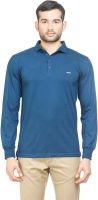 Poshuis Solid Men's Polo Neck Blue T-Shirt
