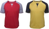 Poshuis Solid Men's Round Neck Yellow, Red T-Shirt(Pack of 2)