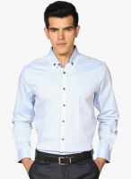 Provogue Blue Solid Slim Fit Formal Shirt