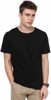 Purple Square Solid Men's Round Neck Reversible Black T-Shirt