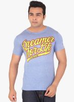 Radbone Light Blue Printed Round Neck T-Shirt