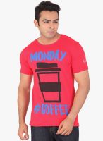 Radbone Red Printed Round Neck T-Shirt