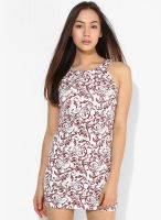 Rattrap Maroon Colored Printed Shift Dress