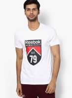 Reebok White Printed Round Neck T-Shirts