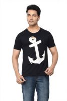 Regnum Printed Men's Round Neck Black T-Shirt