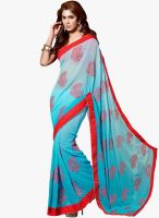 Shonaya Aqua Blue Embroidered Saree