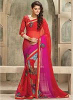 Shonaya Red Embroidered Saree