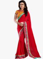 Shonaya Red Solid Saree