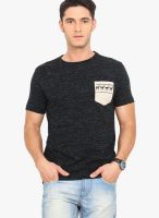 Smokestack Black Solid Round Neck T-Shirts