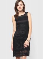 Soie Black Colored Solid Shift Dress