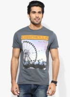 Spykar Grey Round Neck T-Shirt