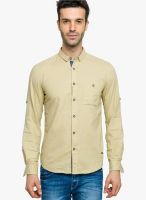 Status Quo Beige Solid Regular Fit Casual Shirt