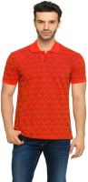 Status Quo Printed Men's Polo Neck Orange T-Shirt