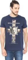 Status Quo Printed Men's Round Neck Dark Blue T-Shirt