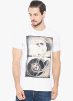 Status Quo White Printed Round Neck T-Shirt