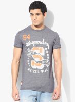 Superdry Blue Solid Round Neck T-Shirt