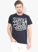 Superdry Navy Blue Printed Round Neck T-Shirt