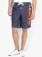 Superdry Navy Blue Solid Shorts