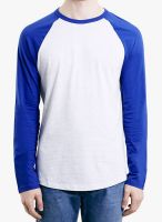 TOPMAN Blue Solid Round Neck T-Shirt