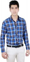 T.D.G Men's Checkered Casual Blue Shirt