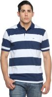 Tempt Striped Men's Polo Neck Dark Blue T-Shirt