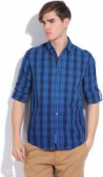 The Indian Garage Co. Men's Checkered Casual Blue Shirt