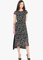 The Vanca Black Colored Printed Shift Dress