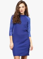 The Vanca Blue Solid Bodycon Dress