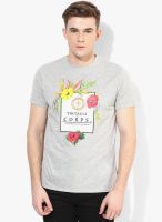 Tiktauli De Corps. Grey Printed Round Neck T-Shirt