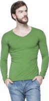 Tinted Solid Men's V-neck Green T-Shirt
