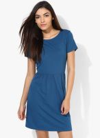 Tom Tailor Blue Colored Solid Shift Dress