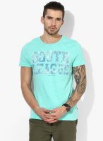 Tom Tailor Green Printed Round Neck T-Shirt