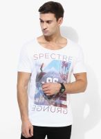 Tom Tailor White Solid V Neck T-Shirt