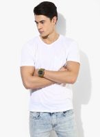 Tom Tailor White Solid V Neck T-Shirt