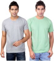 Top Notch Solid Men's Round Neck Grey, Light Green T-Shirt(Pack of 2)