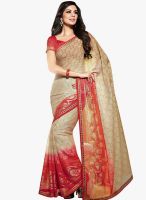 Triveni Sarees Beige Embroidered Saree