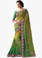 Triveni Sarees Green Embroidered Saree