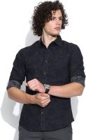 United Colors of Benetton Men's Printed Casual Blue Shirt