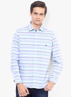 Van Heusen Sport Blue Striped Slim Fit Casual Shirt