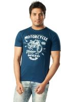 Voce Printed Men's Round Neck Dark Blue T-Shirt