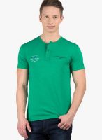 Wilkins & Tuscany Green Solid Henley T-Shirts