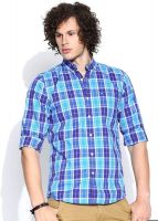 Wrangler Men's Checkered Casual Blue Shirt