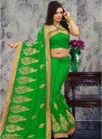 Xclusive Chhabra Green Embellished Saree