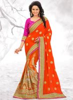 Xclusive Chhabra Orange Embellished Saree