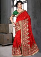 Xclusive Chhabra Red Embroidered Saree