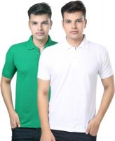 eSOUL Solid Men's Polo Neck White, Green T-Shirt(Pack of 2) eSOUL Solid Men's Polo Neck White, Green T-Shirt(Pack of 2)