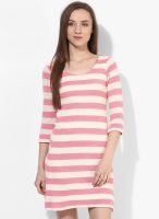 AND Pink Colored Striped Shift Dress