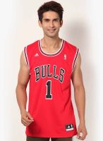 Adidas Derrick Rose Bulls NBA Replica Red Round Neck T-Shirt