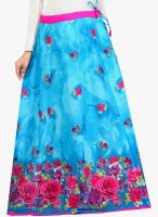 Admyrin Blue Printed Flared Skirt