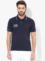 Allen Solly Navy Blue Printed Polo T-Shirt